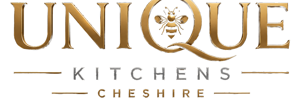 UK Fitted Kitchens logo with a bee emblem and elegant gold lettering.